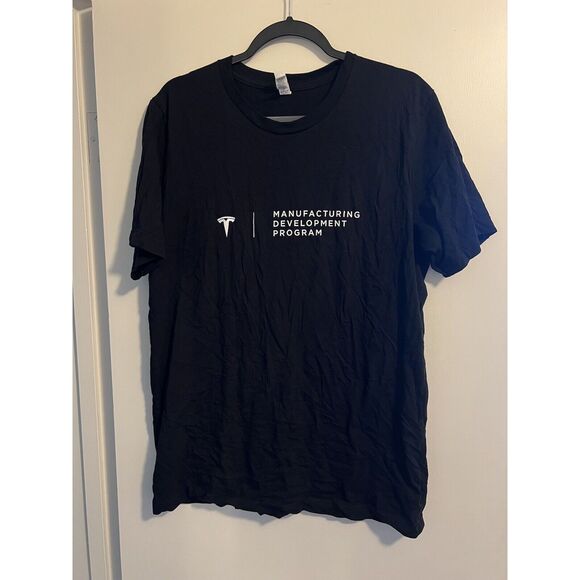 Tesla Adult Black Short Sleeve T-shirt Manufacturing Development Program Larg - Picture 1 of 3